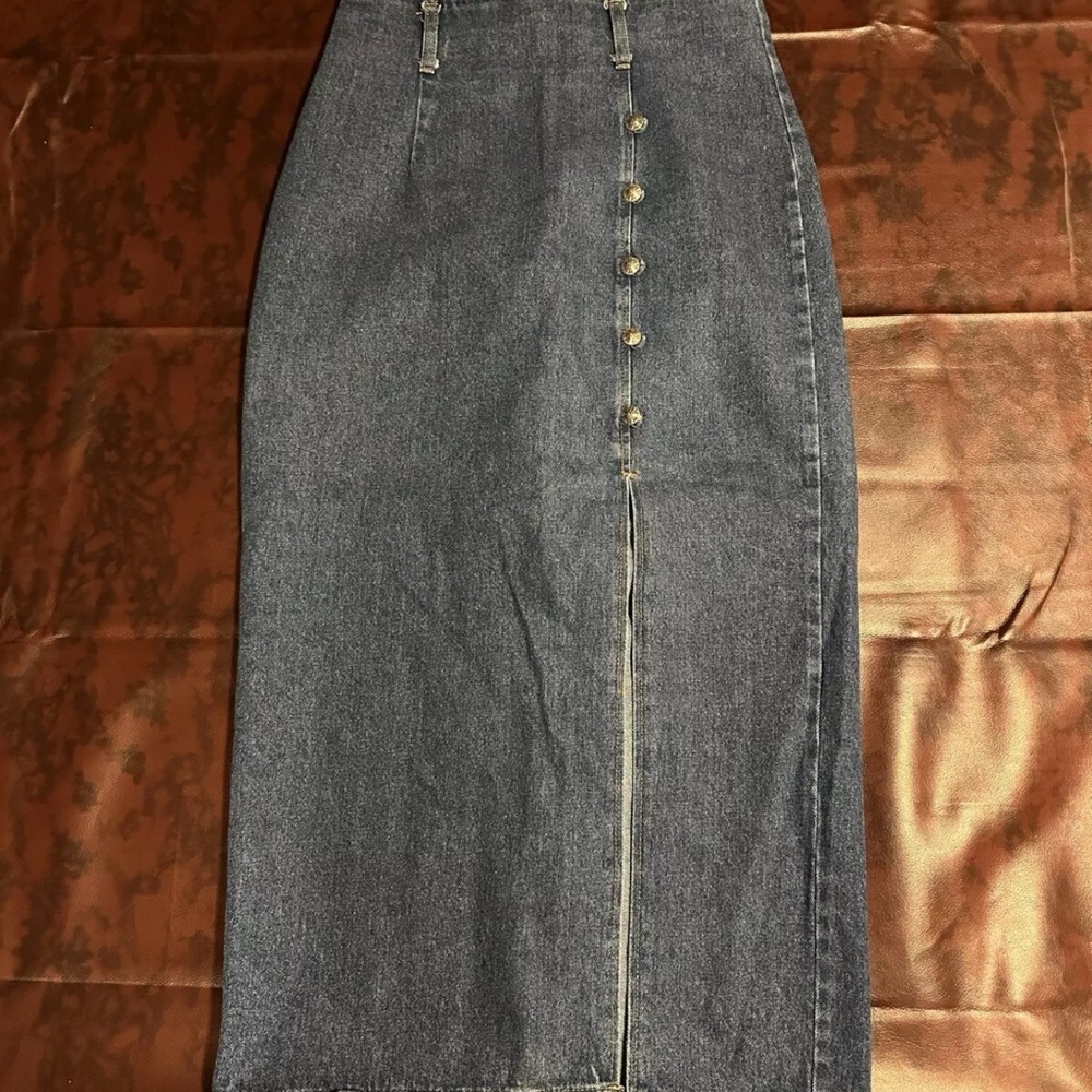 Vintage Button Up Denim Skirt Size Large